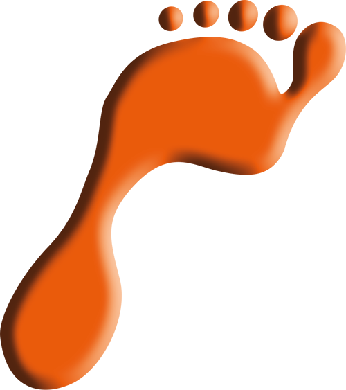 orangener Fuß des Logos